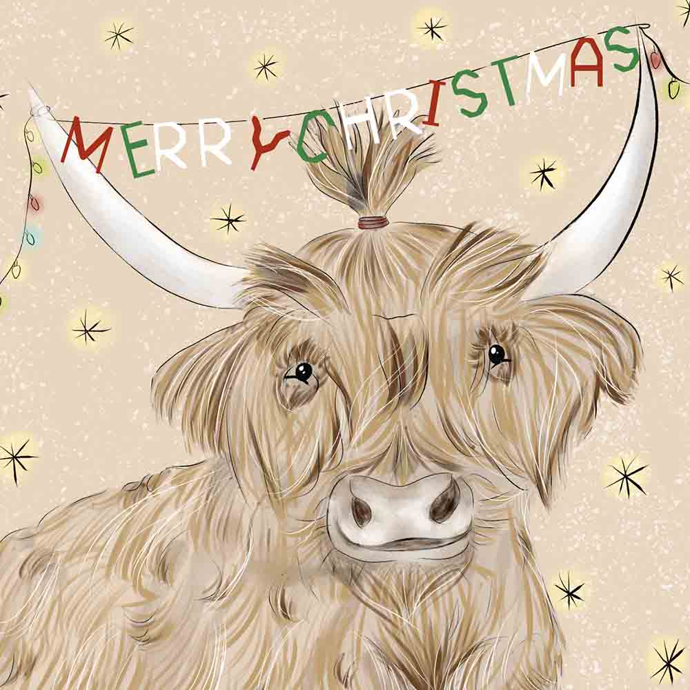 Scottish Cattle Merry Christmas eCard