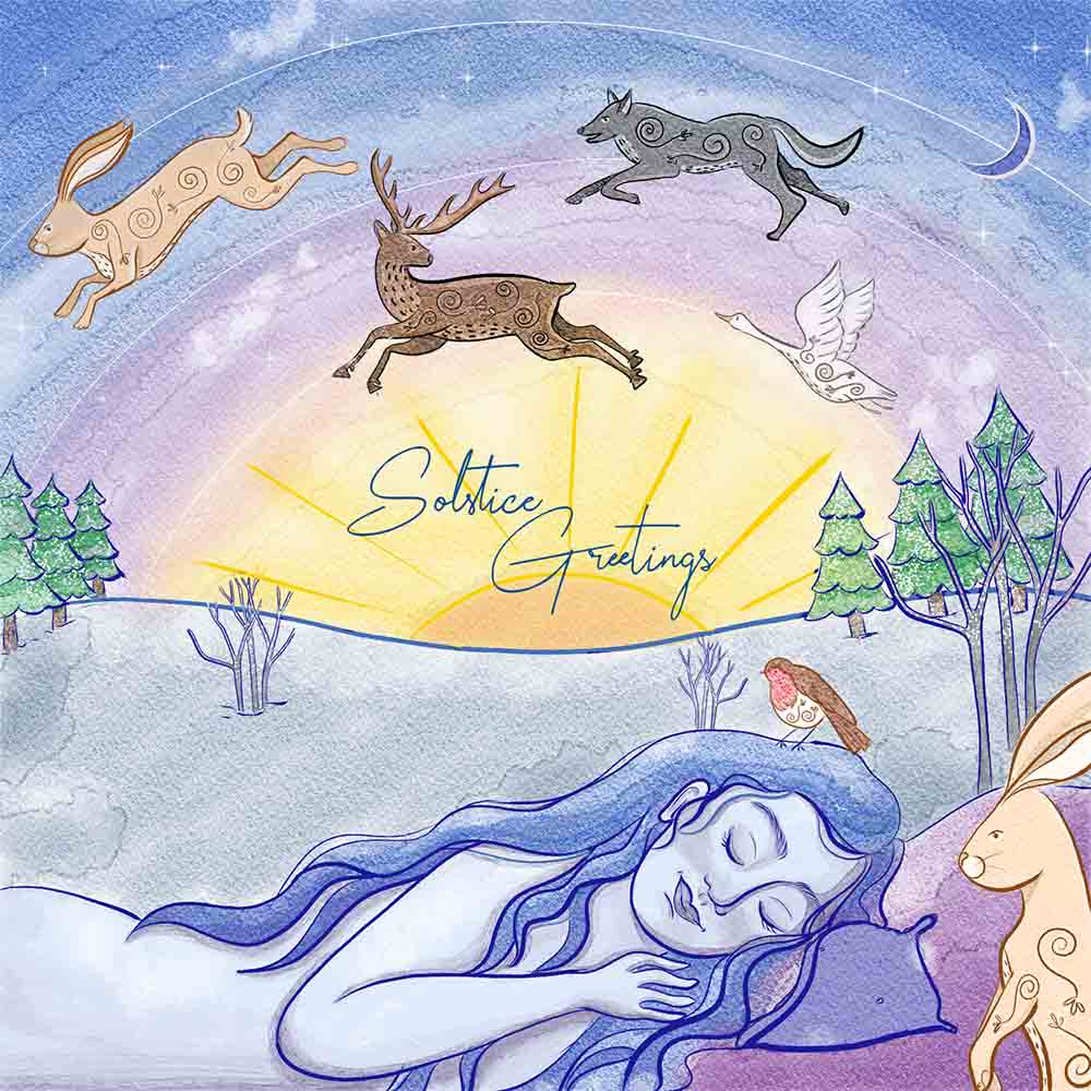Solstice Greetings – Illustrated Druidic Winter Symbols