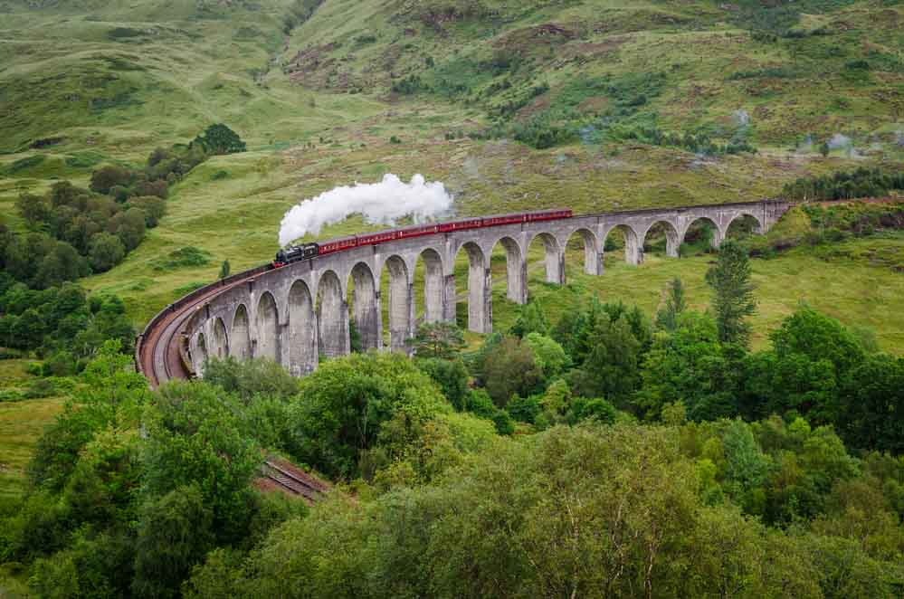 Jacobite crossing Glenfinnan Viaduct, Scotland charity greeting trains eCard