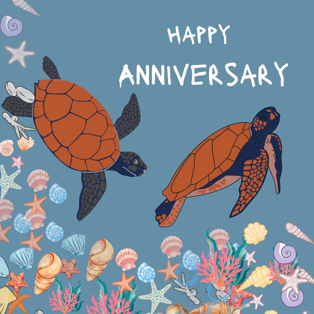 Happy Anniversary eCard with Sea Turtles and Ocean