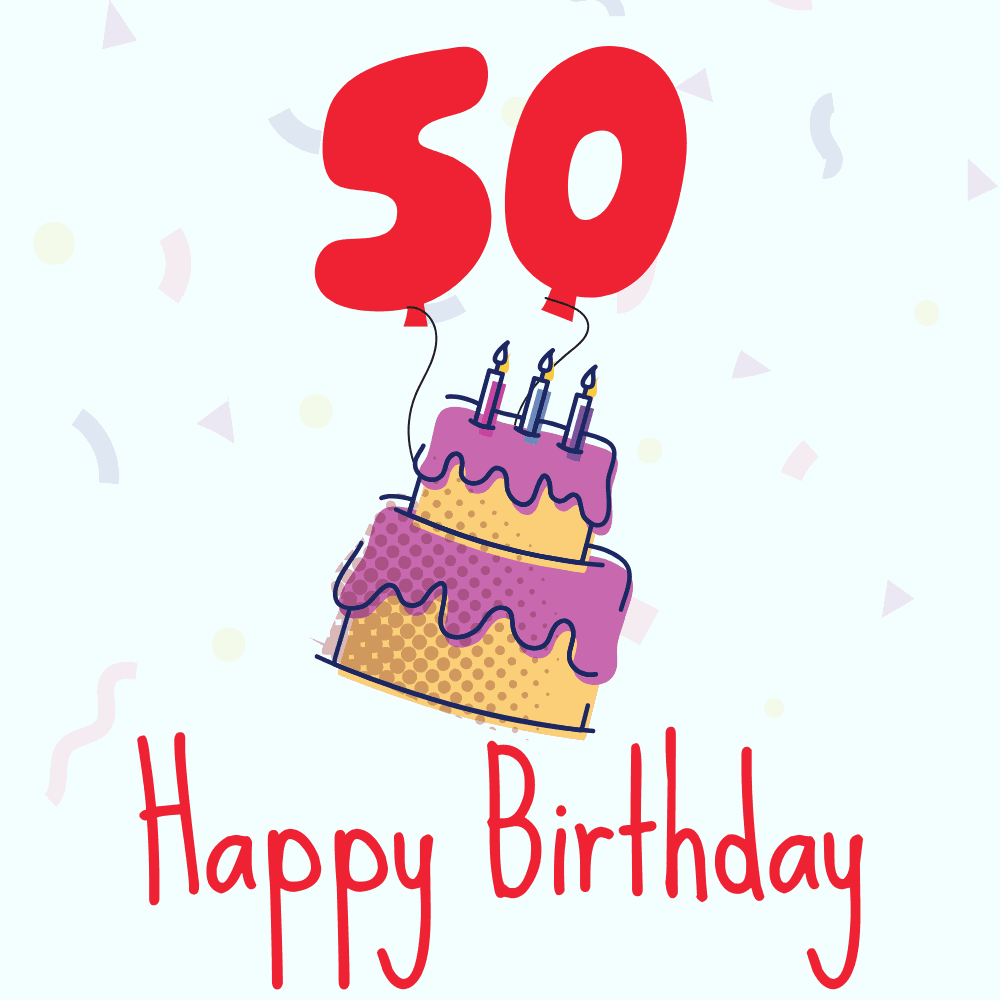50 Happy Birthday with cake eCard