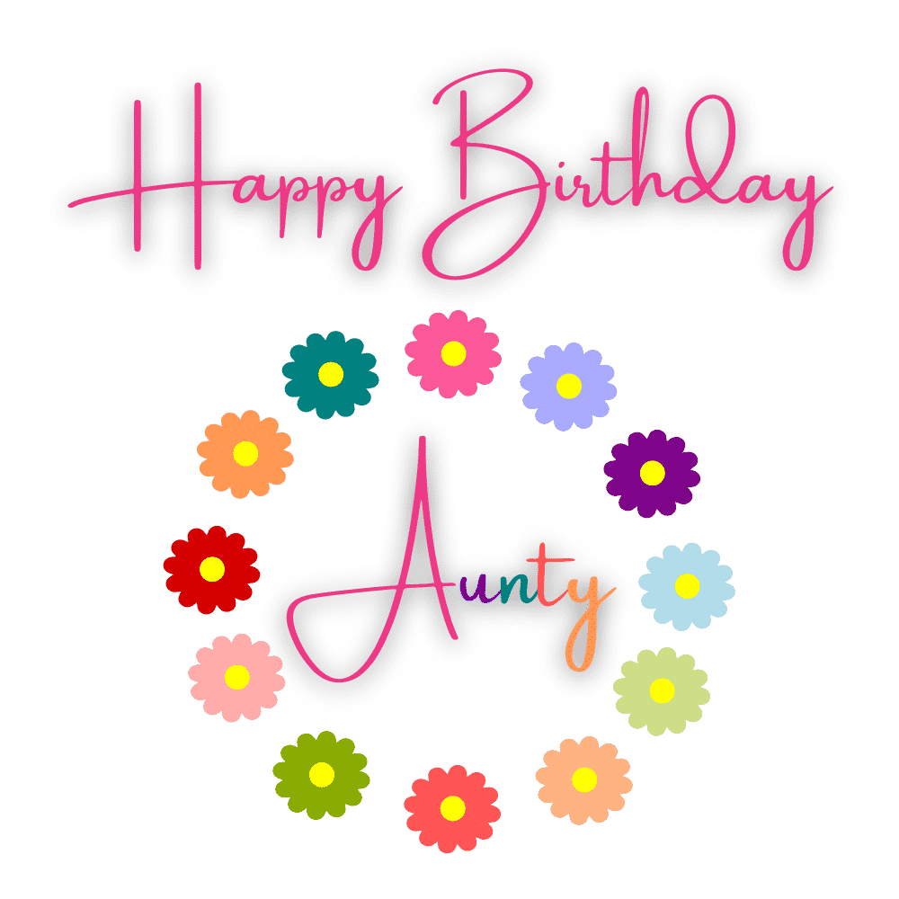 Colorful Happy Birthday eCard for Aunty with Floral Wreath Design