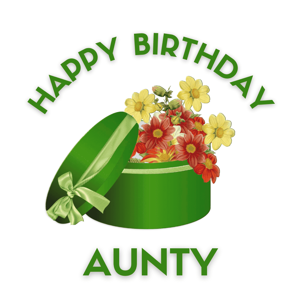 Green Flower Box Happy Birthday Aunty eCard