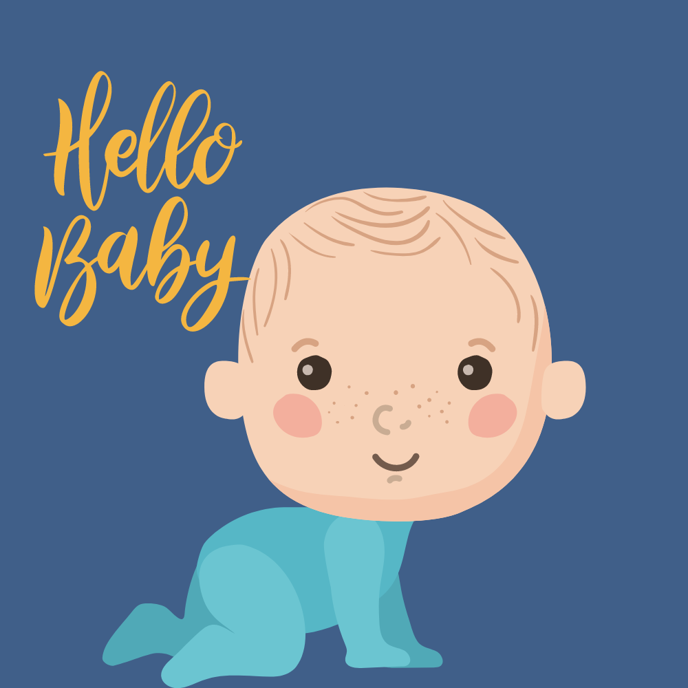 Baby announcement ecard with hello baby text