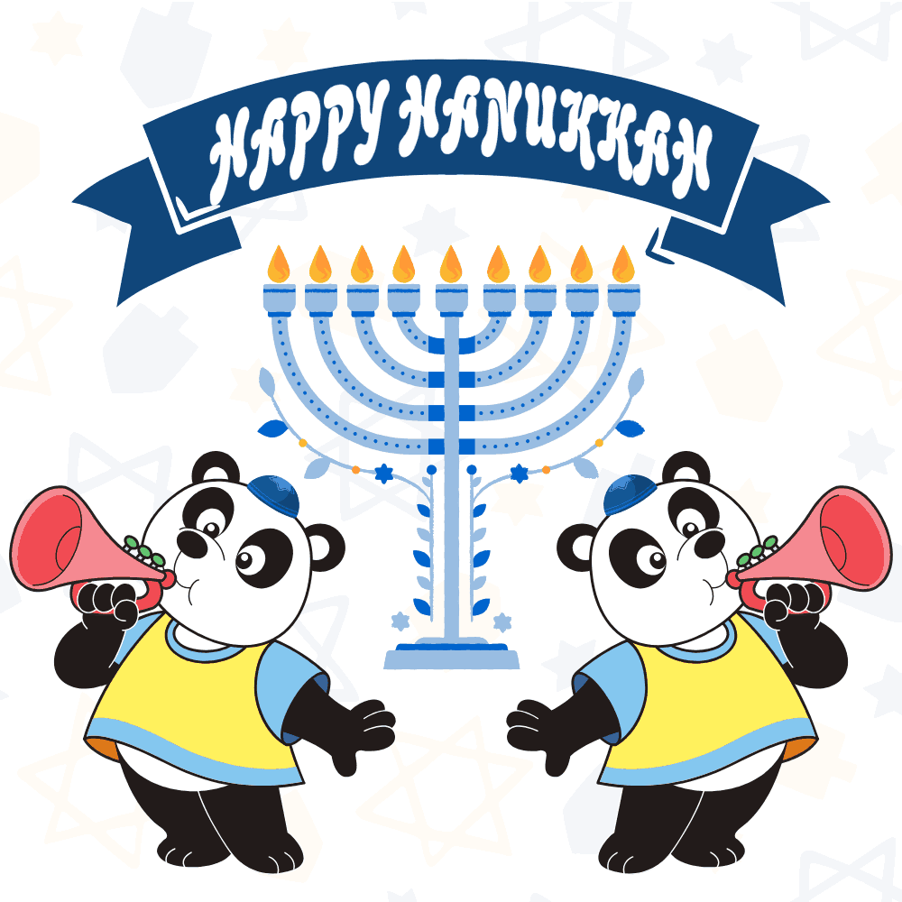 Funny Hanukkah eCard – Panda Trumpeting