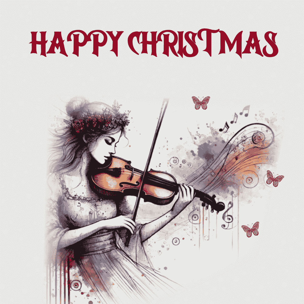 Elegant Violinist in Christmas Spirit Digital Card