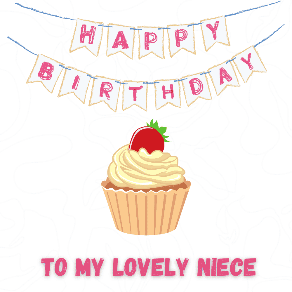 Cupcake Birthday eCard for Niece with Festive Banner Design