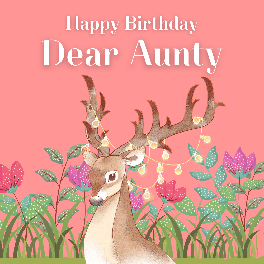 Aunty Birthday eCard Design with Adorable Deer