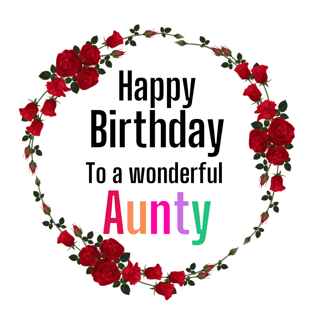Aunty Birthday eCard with Red Rose Wreath