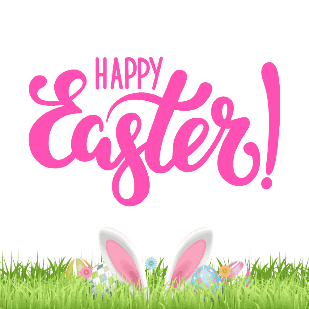 Happy Easter eCard Bunny Ears Colorful Egg  and Festive Spring