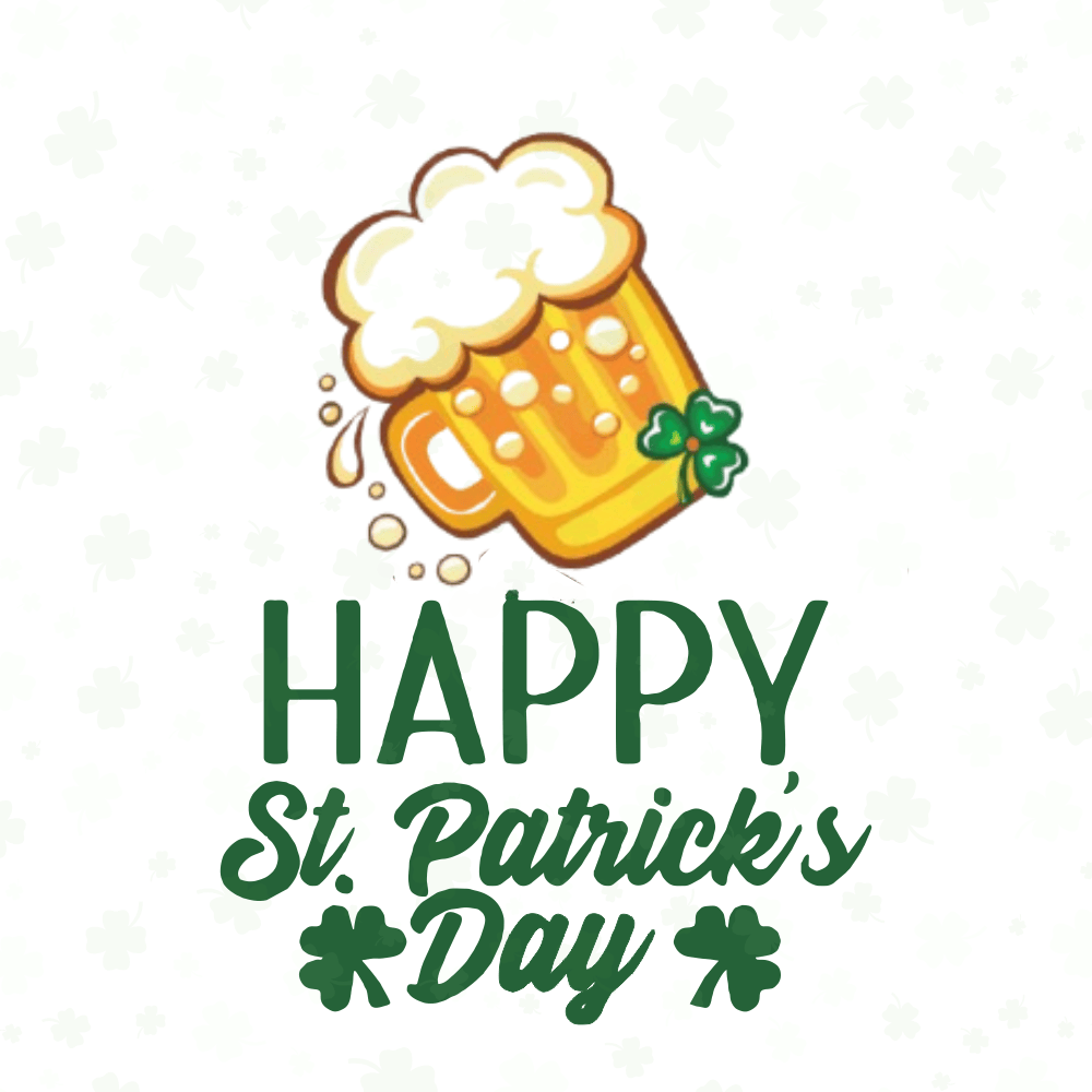 Happy St. Patrick’s Day eCard – Cheers with Beer and Shamrocks