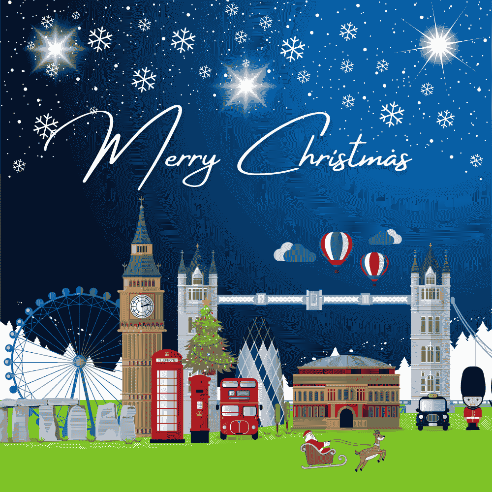 London Christmas eCard – Merry Christmas with Iconic UK Landmarks