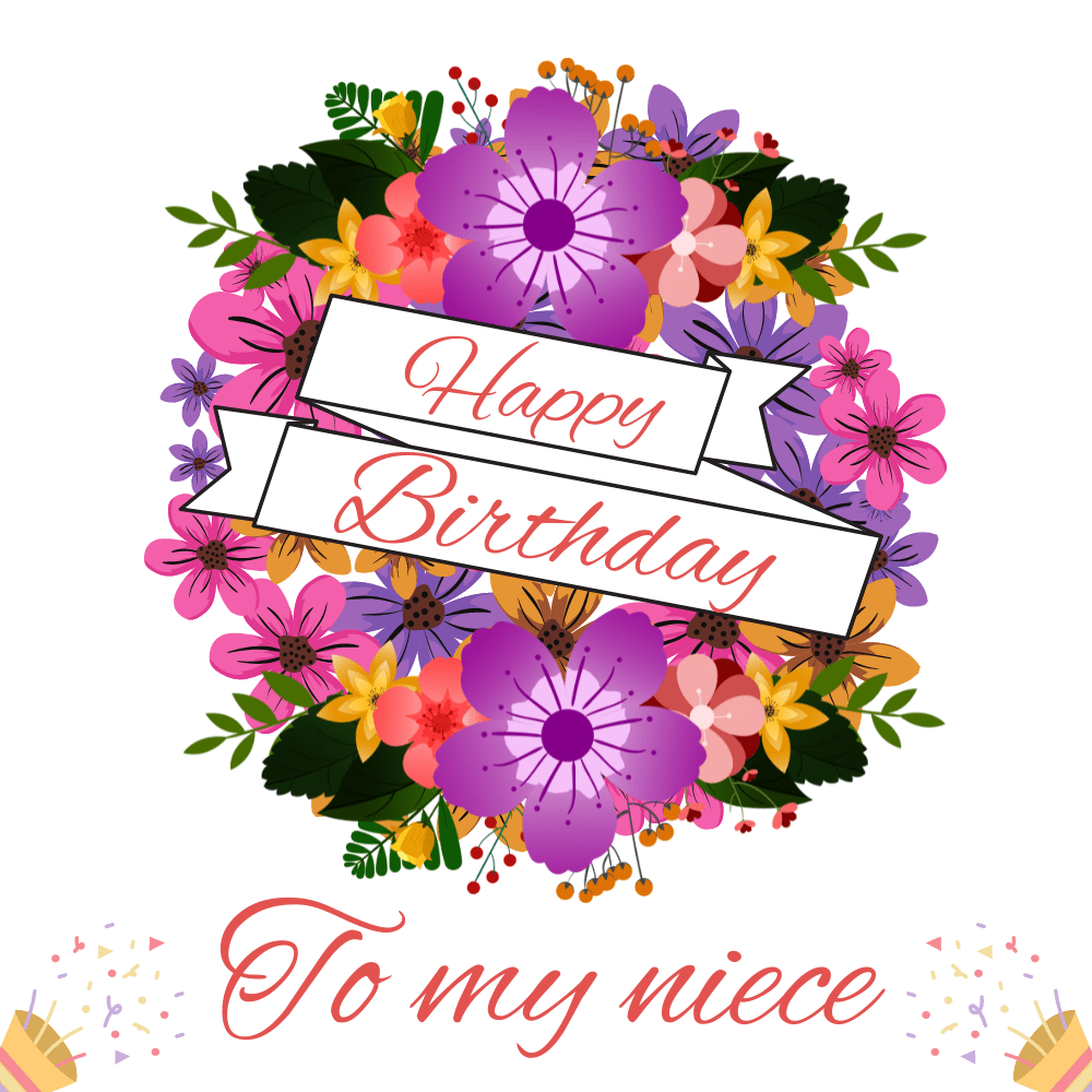 Elegant Happy Birthday eCard for Niece with Beautiful Floral Design
