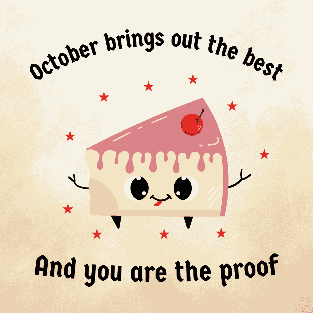 October Birthday eCard With A Funny Cake