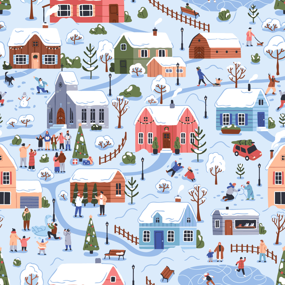 Scottish Beautiful Winter Village Christmas eCard