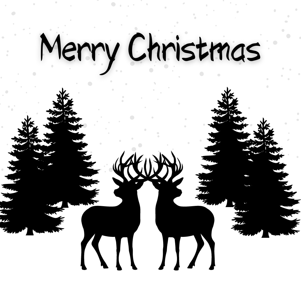 Merry Christmas With Deers And Trees Scottish eCard