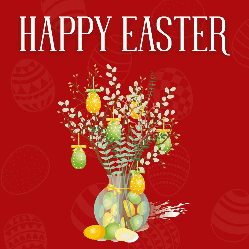 Easter eCard Egg Vase Spring Blossoms