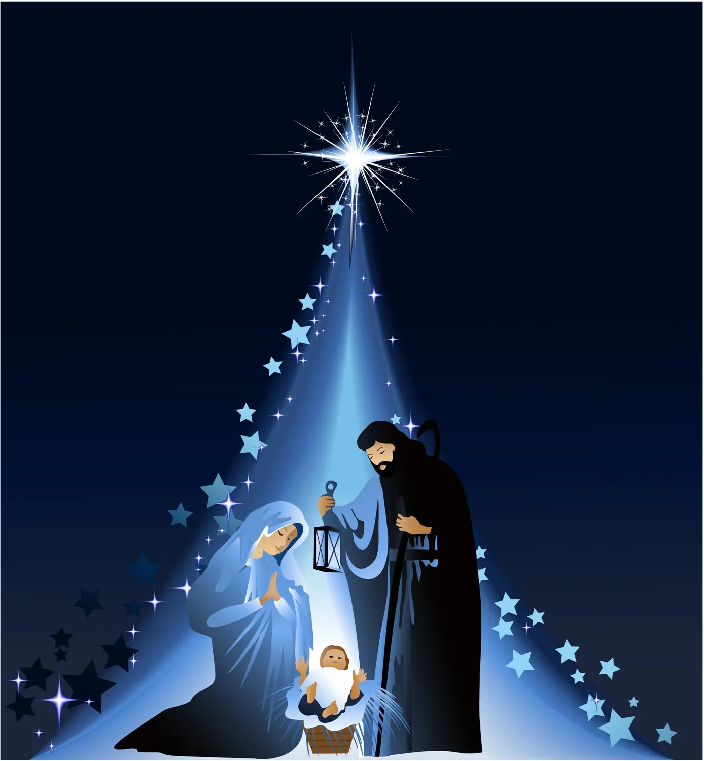A child is born Christmas eCard with a star in the sky